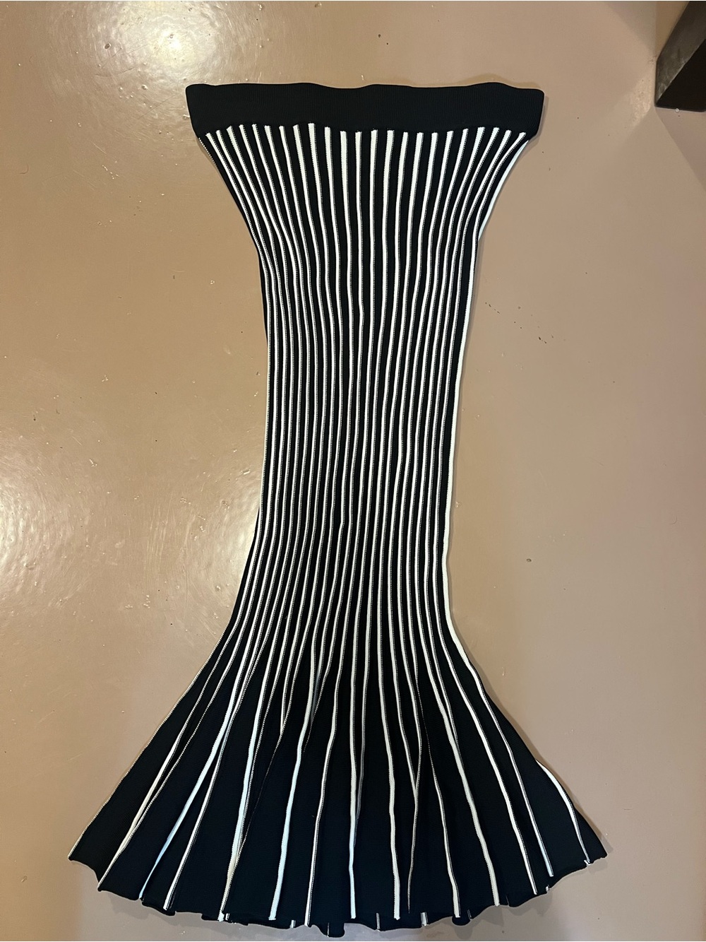 New York & Company Black and White One-Shoulder Striped Knit Dress